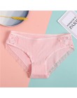Majtki damskie 3 sztuk/zestaw miękka bawełniana bielizna M-XL Sexy koronkowe majtki kobiety kalesony dziewczyny figi moda bieliz