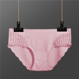 Majtki damskie miękka bezszwowa bielizna Sexy lodowy jedwab majtki damskie koronkowe majtki dla dziewczynek Low-Rise Bikini majt