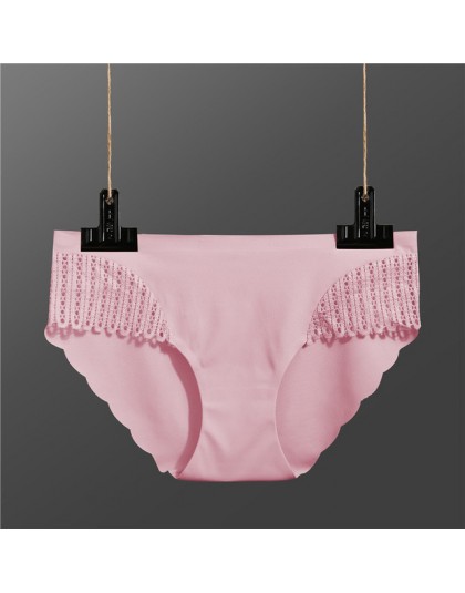 Majtki damskie miękka bezszwowa bielizna Sexy lodowy jedwab majtki damskie koronkowe majtki dla dziewczynek Low-Rise Bikini majt