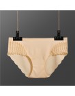 Majtki damskie miękka bezszwowa bielizna Sexy lodowy jedwab majtki damskie koronkowe majtki dla dziewczynek Low-Rise Bikini majt