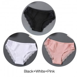 Majtki damskie 3 sztuk/zestaw miękka bawełniana bielizna M-XL Sexy koronkowe majtki kobiety kalesony dziewczyny figi moda bieliz