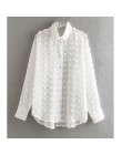 Nowy kobiety moda dot szwy casual szyfonowa bluzka koszula kobiety z długim rękawem elegancki blusas perspektywa biały koszulka 