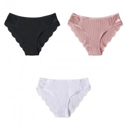 M-XXL 3 sztuk bawełniana bielizna majtki damskie zestaw komfort kalesony kwiatowy koronki figi dla kobiety Sexy Low-Rise rajstop