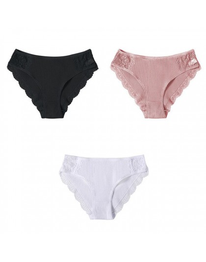 M-XXL 3 sztuk bawełniana bielizna majtki damskie zestaw komfort kalesony kwiatowy koronki figi dla kobiety Sexy Low-Rise rajstop