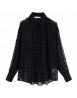 Nowy kobiety moda dot szwy casual szyfonowa bluzka koszula kobiety z długim rękawem elegancki blusas perspektywa biały koszulka 