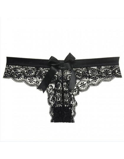 CINOON Sexy LaceThong Bow majtki kobiece kwiatowe koronkowe majtki kobiece oddychające majtki damskie niskiej talii przezroczyst