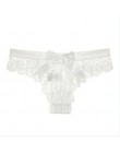 CINOON Sexy LaceThong Bow majtki kobiece kwiatowe koronkowe majtki kobiece oddychające majtki damskie niskiej talii przezroczyst