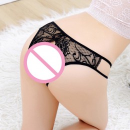 Low-Rise Sexy majtki koronkowe kobiety przezroczysta bielizna dla dorosłych kobiece majtki łuk koronkowa seksowna bielizna solid