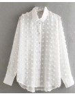 Nowy kobiety moda dot szwy casual szyfonowa bluzka koszula kobiety z długim rękawem elegancki blusas perspektywa biały koszulka 