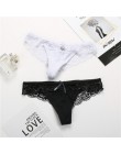 Moda Sexy koronkowe majtki dla kobiet dziewczyn 2019 Hollow kobiet miękkie niskiej talii stringi majtki łuk majtki S M L XL XXL 