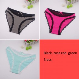 Moonflme 3 sztuk/partii New Arrival panie bielizna Sexy koronki bawełniane kobiety majtki typu figi ml XL 89227