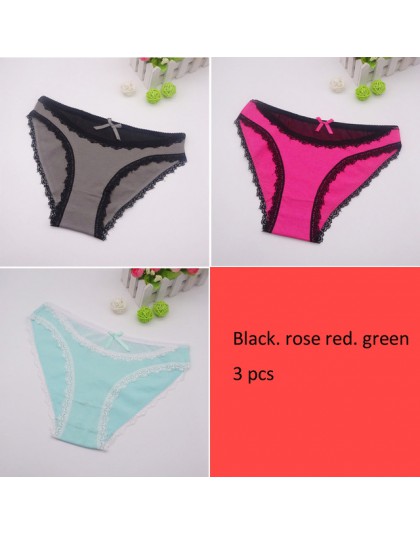 Moonflme 3 sztuk/partii New Arrival panie bielizna Sexy koronki bawełniane kobiety majtki typu figi ml XL 89227