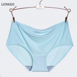 LONKKO stałe bezszwowe majtki Low-Rise majtki kobiece seksowne majtki majtki kobiety Plus rozmiar bielizna bielizna Culotte bard