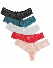 5 sztuk/partia kobiety G String stringi koronki Hollow niski wzrost majtki Sexy bielizna damska Tanga Plus Size stringi kalesony
