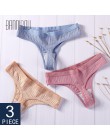 3 sztuk bielizna dla kobiety majtki bawełniane paski łuk miękkie niskiej talii kobiet T-powrót stringi stringi bawełniane kobiet