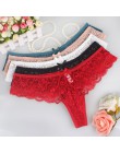 5 sztuk/partia kobiety G String stringi koronki Hollow niski wzrost majtki Sexy bielizna damska Tanga Plus Size stringi kalesony