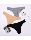 Damskie bawełniane bezszwowe majtki jednoczęściowe solidne stringi seksowne majteczki dla kobiet G String bielizna bielizna Plus