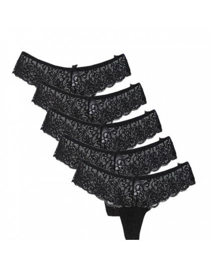 5 sztuk/partia kobiety G String stringi koronki Hollow niski wzrost majtki Sexy bielizna damska Tanga Plus Size stringi kalesony