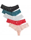 5 sztuk/partia kobiety G String stringi koronki Hollow niski wzrost majtki Sexy bielizna damska Tanga Plus Size stringi kalesony