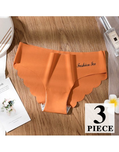 3 sztuk/partia majtki damskie zestaw bezszwowe majtki miękkie Ice Silk kalesony Sexy bielizna w połowie talii spodnie bielizna k