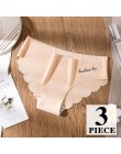 3 sztuk/partia majtki damskie zestaw bezszwowe majtki miękkie Ice Silk kalesony Sexy bielizna w połowie talii spodnie bielizna k