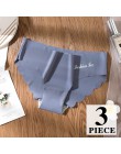 3 sztuk/partia majtki damskie zestaw bezszwowe majtki miękkie Ice Silk kalesony Sexy bielizna w połowie talii spodnie bielizna k