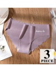 3 sztuk/partia majtki damskie zestaw bezszwowe majtki miękkie Ice Silk kalesony Sexy bielizna w połowie talii spodnie bielizna k