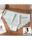 3 sztuk/partia majtki damskie zestaw bezszwowe majtki miękkie Ice Silk kalesony Sexy bielizna w połowie talii spodnie bielizna k