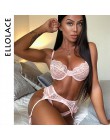 Ellolace seksowna bielizna bielizna zestaw kobiety erotyczne przezroczyste fiszbiny 3 sztuka zestaw Hollow stringi stringi 2019 