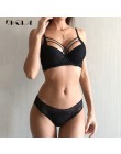 Klasyczny bandaż czarny stanik zestaw biustonosz Push-Up gruba bawełniana bielizna zestaw Sexy biustonosze koronkowy haft zbierz