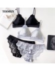 Cienka bawełna kobiety bielizna Sexy hafty koronkowe komplety bielizny wysokiej jakości biustonosz zestaw 3/4 szklanki marki Sex