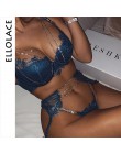Ellolace seksowna bielizna zestaw błyszczące Push Up kobiety bielizna biustonosz i krótkie zestawy fiszbiny Bralette i majtki mo