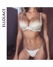 Ellolace seksowna bielizna zestaw błyszczące Push Up kobiety bielizna biustonosz i krótkie zestawy fiszbiny Bralette i majtki mo
