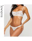 Ellolace Sexy Lace Mesh komplet bielizny bielizna 2 sztuka zestaw kobiety biustonosz bez fiszbin różowy przezroczysty Hollow Out