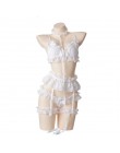 Japoński Lolita kobiety Sexy komplet bielizny śliczne Ruffles koronki Kawaii Babydoll miękka dziewczyna czarny piżamy Cosplay ko