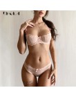 Ultracienki komplet bielizny biustonosze plus size A B C kubek sexy koronki biustonosz ustawić przezroczyste kobiety bielizna cz