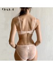 Ultracienki komplet bielizny biustonosze plus size A B C kubek sexy koronki biustonosz ustawić przezroczyste kobiety bielizna cz