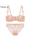 Ultracienki komplet bielizny biustonosze plus size A B C kubek sexy koronki biustonosz ustawić przezroczyste kobiety bielizna cz