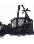 Ultracienki komplet bielizny biustonosze plus size A B C kubek sexy koronki biustonosz ustawić przezroczyste kobiety bielizna cz