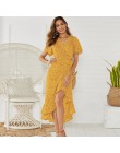 Letnia plaża Maxi sukienka kobiety kwiatowy Print Boho długa szyfonowa sukienka Ruffles Wrap Casual dekolt w serek Split Sexy Pa