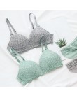 CINOON Sexy Lace 3/4 Cup biustonosz komplety dla kobiet bez fiszbin cienki bawełniany oddychający wygodna bielizna jednokolorowy