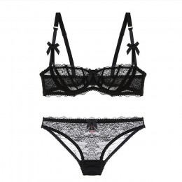 Ultracienki komplet bielizny biustonosze plus size A B C kubek sexy koronki biustonosz ustawić przezroczyste kobiety bielizna cz