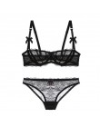 Ultracienki komplet bielizny biustonosze plus size A B C kubek sexy koronki biustonosz ustawić przezroczyste kobiety bielizna cz