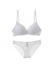 CINOON Sexy Lace 3/4 Cup biustonosz komplety dla kobiet bez fiszbin cienki bawełniany oddychający wygodna bielizna jednokolorowy