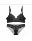 CINOON Sexy Lace 3/4 Cup biustonosz komplety dla kobiet bez fiszbin cienki bawełniany oddychający wygodna bielizna jednokolorowy