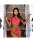Ellolace Sexy kobiety biustonosz zestaw Push Up bielizna bikini garnitur z niskim stanem czarny przezroczysty Lenceria Femenina 