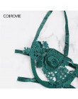 COLROVIE zielona w kwiaty uprząż aplikacje koronkowa seksowna komplet bielizny damskiej Intimates 2019 czarna bielizna damska bi