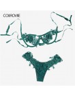 COLROVIE zielona w kwiaty uprząż aplikacje koronkowa seksowna komplet bielizny damskiej Intimates 2019 czarna bielizna damska bi