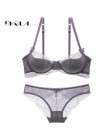 Moda biustonosz dla młodej dziewczyny zestaw Plus rozmiar D E kubek cienka bawełniana bielizna zestaw kobiety Sexy biustonosz ró