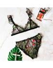 Bielizna Sexy biustonosz zestaw kobiet kwiat haft Sling koronkowa bielizna biustonosze plus size seksowna bielizna nocna bielizn